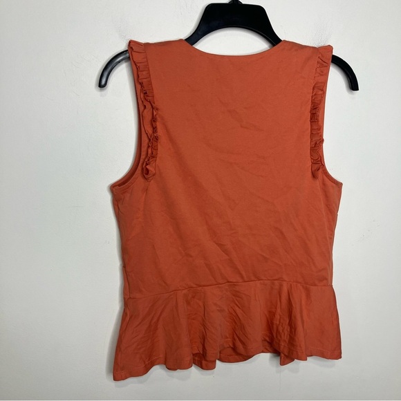 Express faux wrap peplum top sleeveless rust orange women’s size medium - Picture 5 of 5